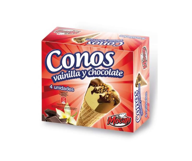 Ice Cream Pack 4 Vanilla and Chocolate Cones